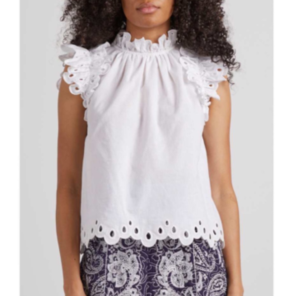 *NWT* SEA NEW YORK Lee Embroidered Tank in white, size L